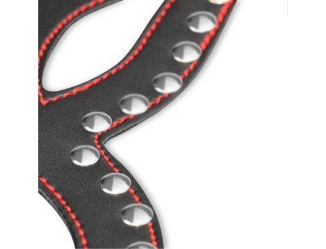 Czarna maska do sado maso BDSM z czerwona wstążką - 5