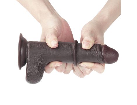 Czarny gruby penis z przyssawka żylaste dildo - 16