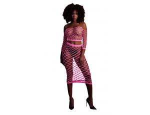 Long Sleeve Crop Top and Long Skirt - Pink - XS/XL