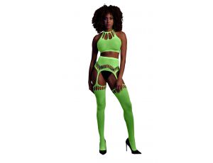 Two Piece with Crop Top and Stockings - Green - XS/XL