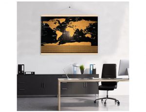Mapa świata z flagami złota mapa zdrapka