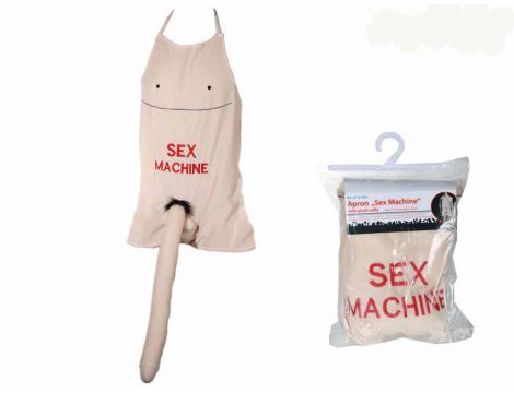 Apron with plush penis Sex machine